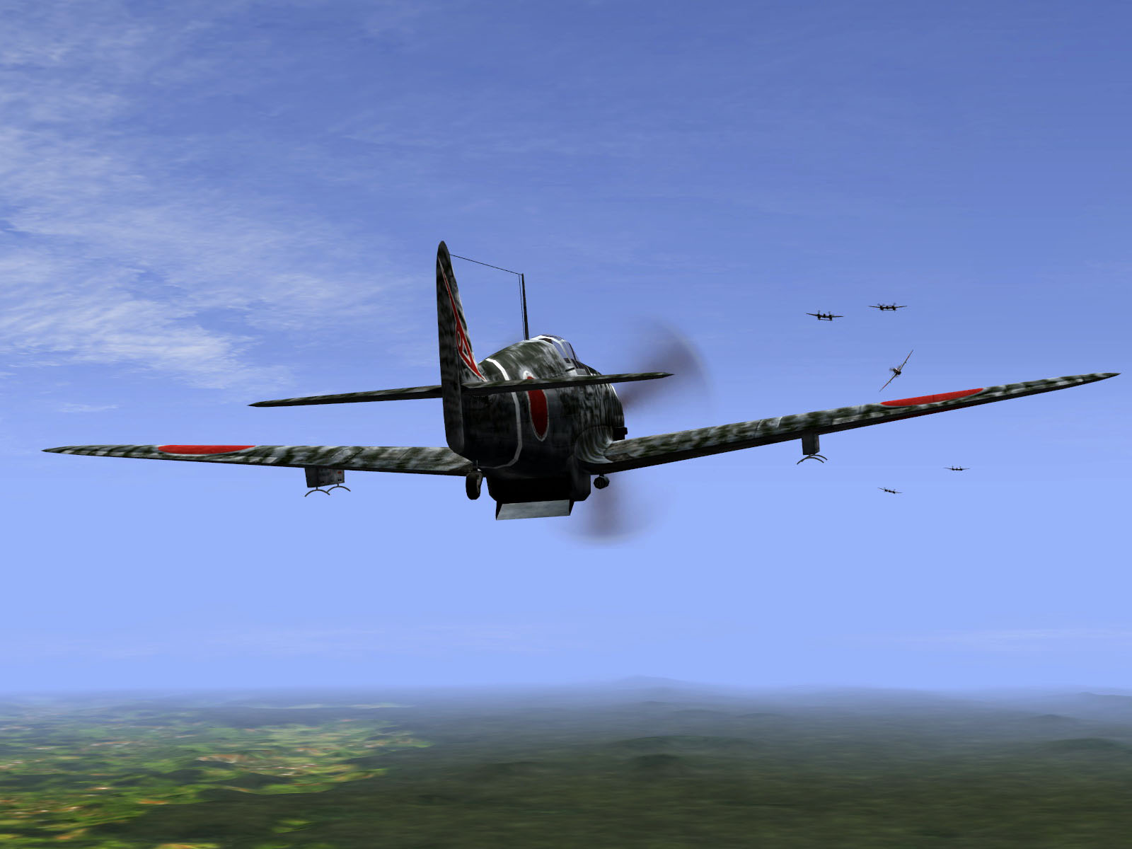 IL2 RO Ki 61 19 Sentai flying into a dogfight with 5AF P 38 Lightnings 1944 V02