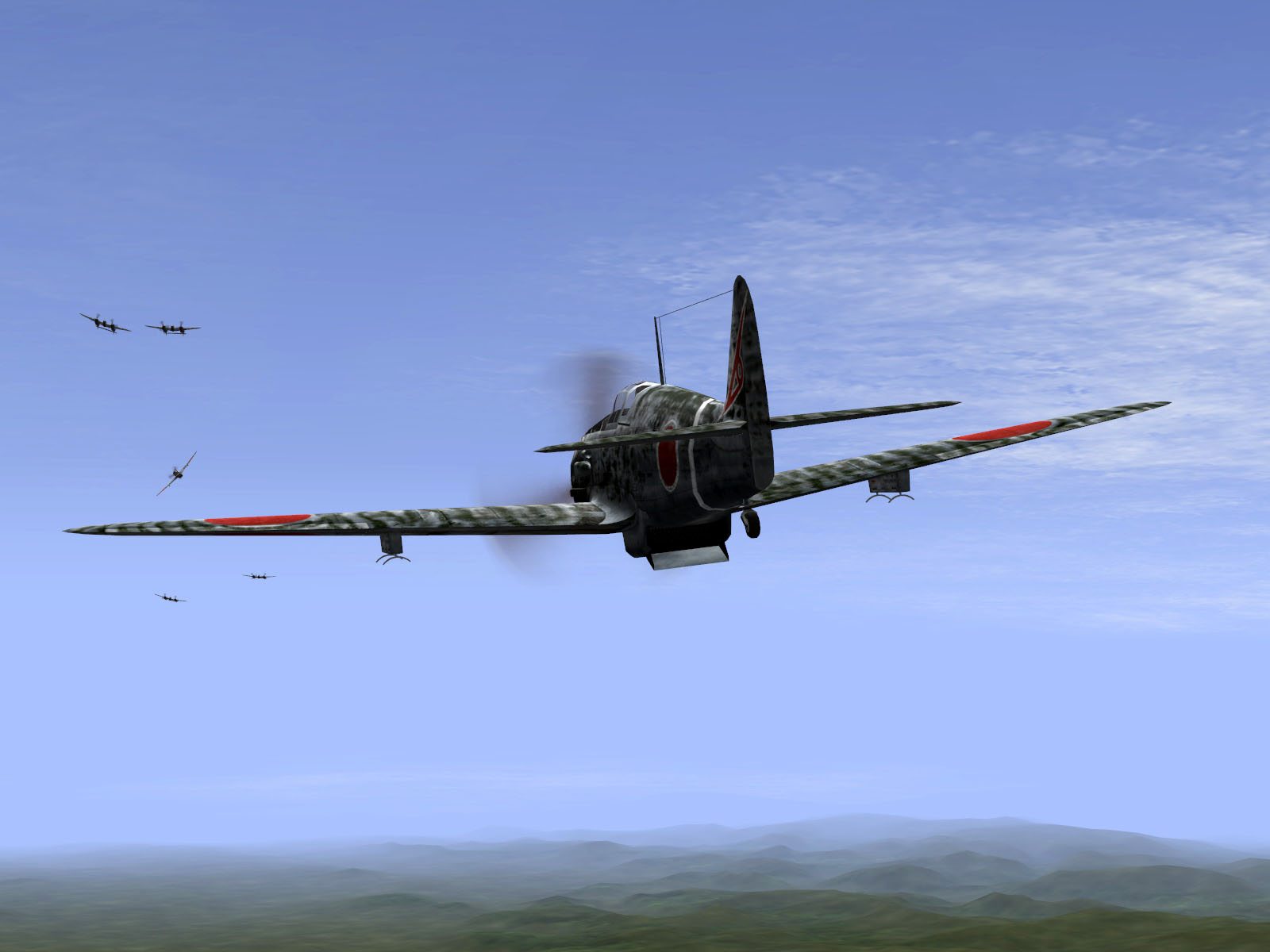 IL2 RO Ki 61 19 Sentai flying into a dogfight with 5AF P 38 Lightnings 1944 V03