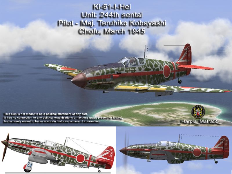 IL2 HM Ki 61 244 Sentai Blue 24 Tembico Kobayashi 9 Kills Japan 1945 V0A