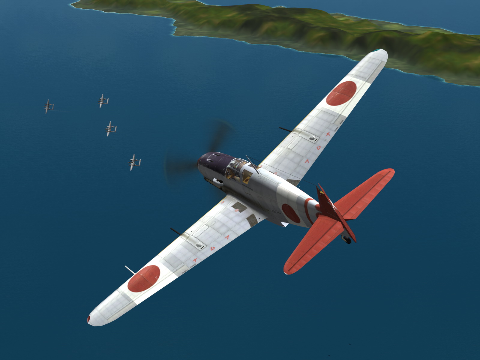 IL2 UF Ki 61 Hei 244 Sentai Y33 attacking P 38 Lightning V01