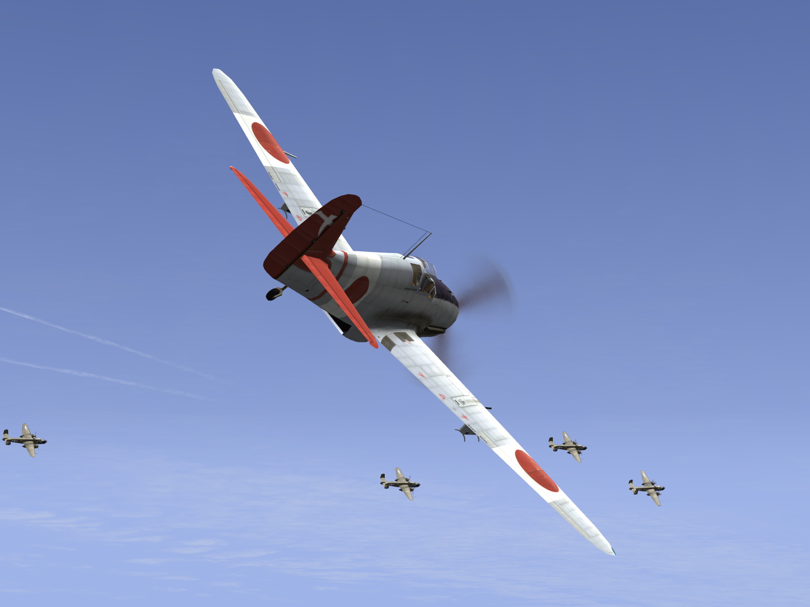 IL2 UF Ki 61 Hei 244 Sentai Y33 dog fighting with B 25 Mitchells V03