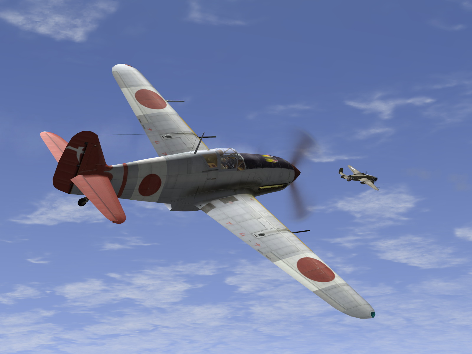 IL2 UF Ki 61 Hei 244 Sentai Y33 dog fighting with B 25 Mitchells V05
