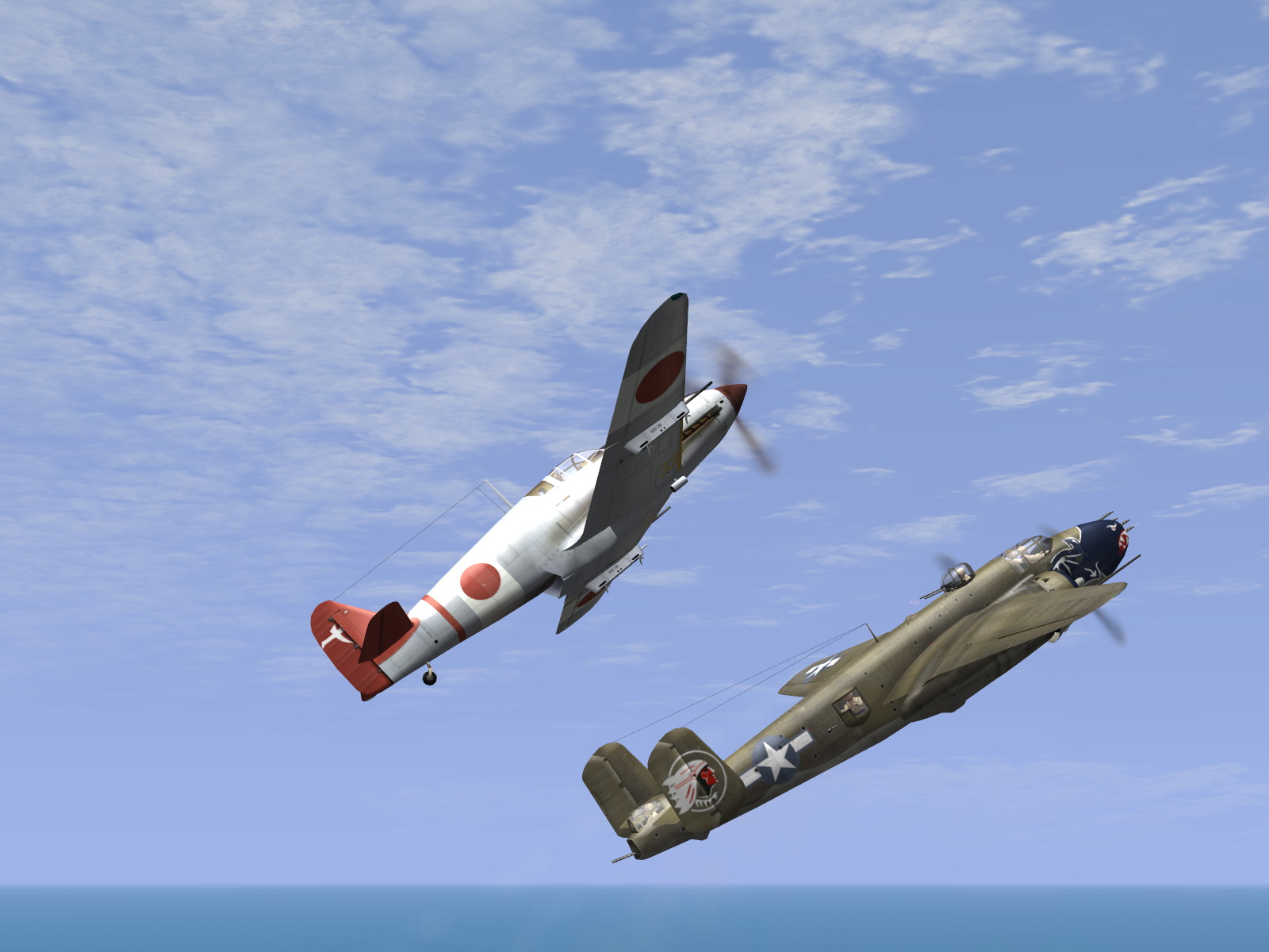 IL2 UF Ki 61 Hei 244 Sentai Y33 dog fighting with B 25 Mitchells V08