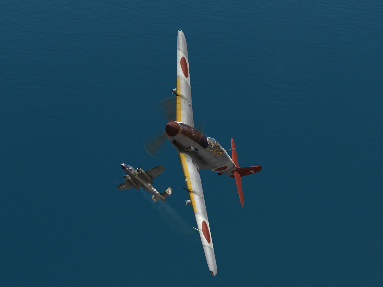 IL2 UF Ki 61 Hei 244 Sentai Y33 dog fighting with B 25 Mitchells V10