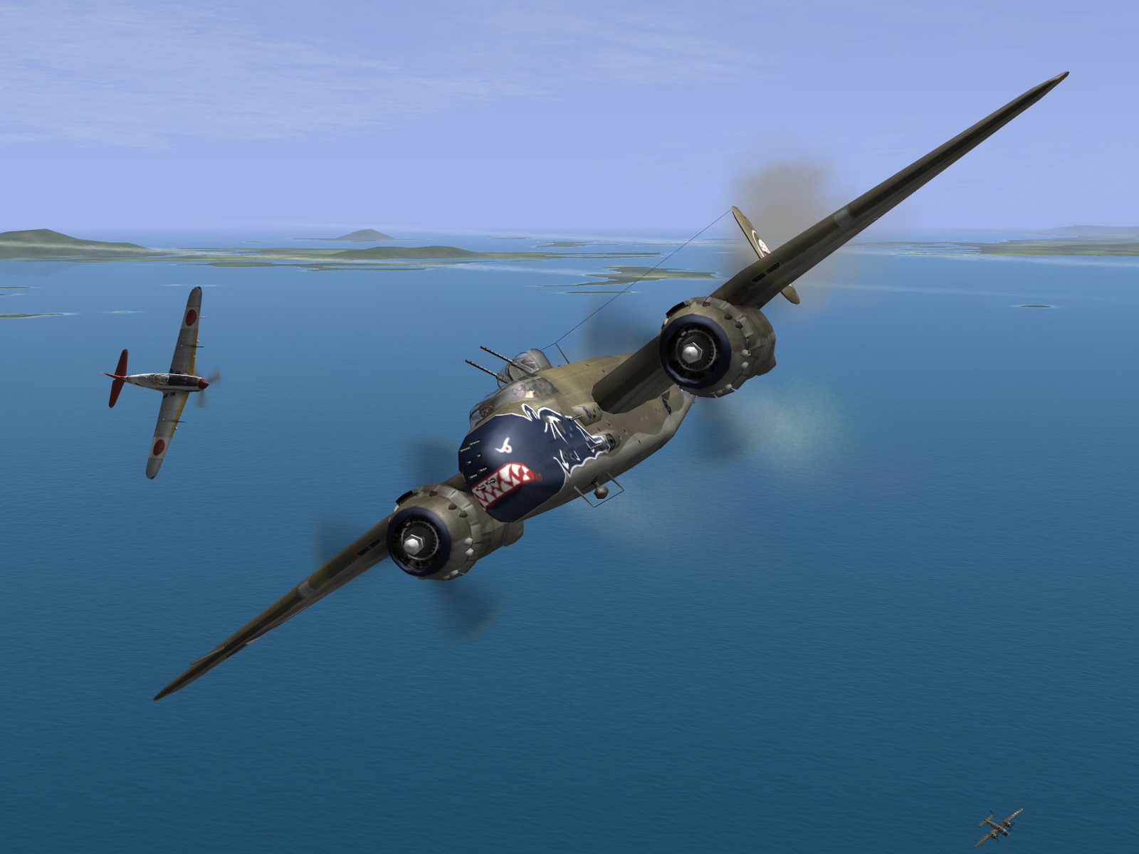 IL2 UF Ki 61 Hei 244 Sentai Y33 dog fighting with B 25 Mitchells V19