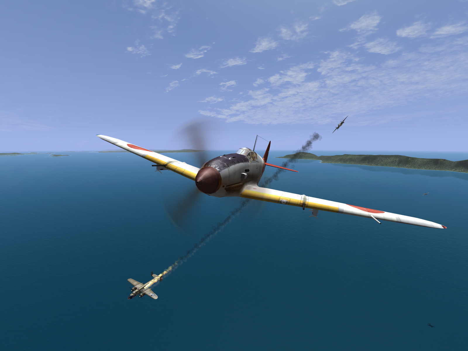 IL2 UF Ki 61 Hei 244 Sentai Y33 dog fighting with B 25 Mitchells V25