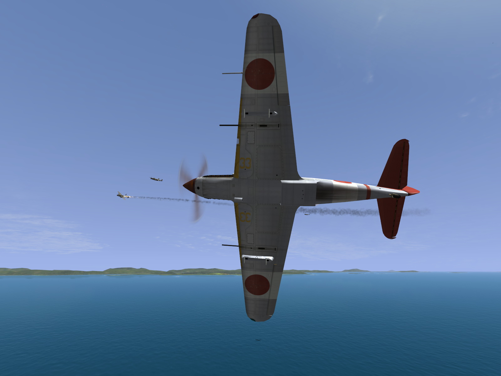 IL2 UF Ki 61 Hei 244 Sentai Y33 dog fighting with B 25 Mitchells V31
