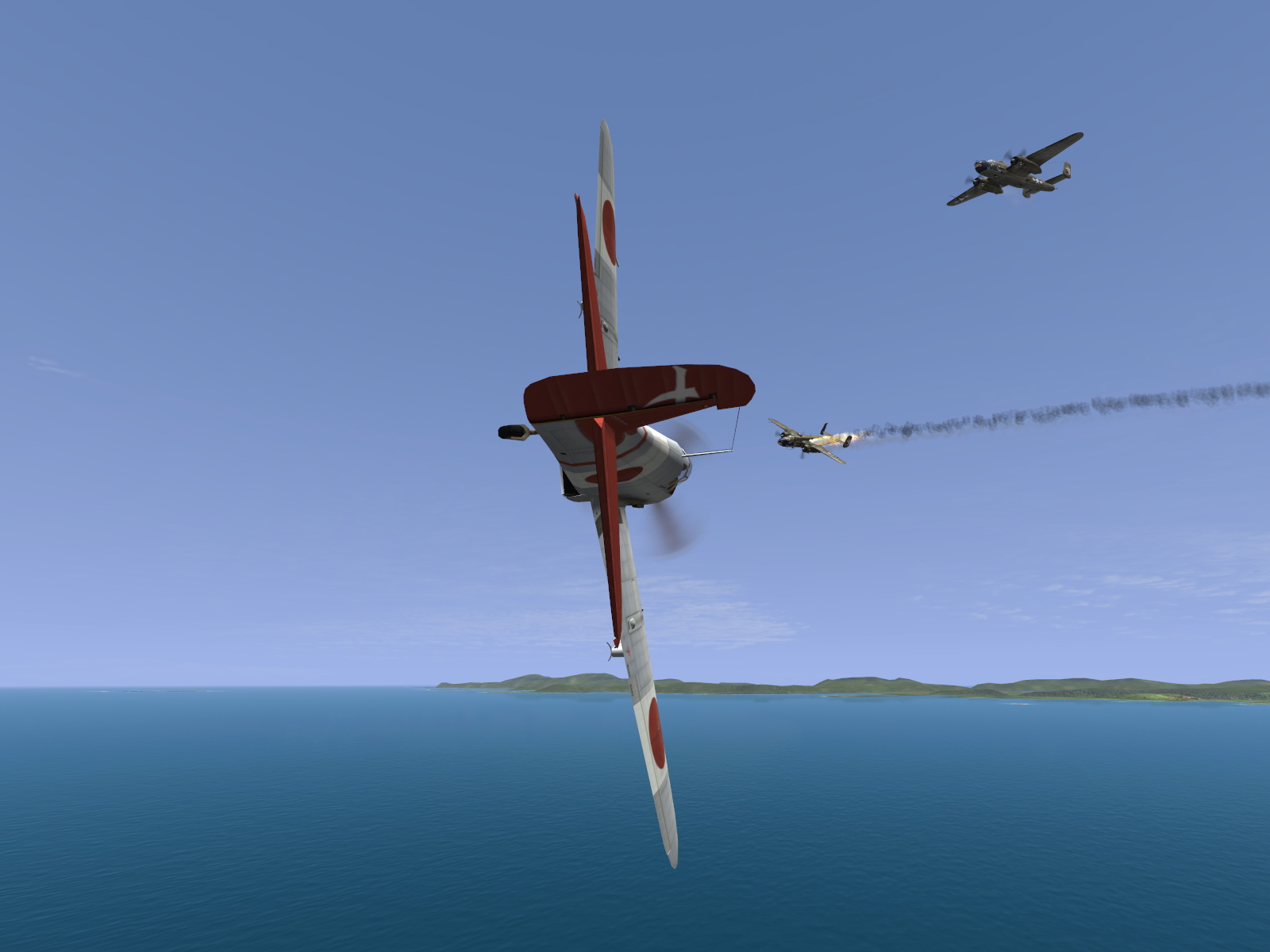 IL2 UF Ki 61 Hei 244 Sentai Y33 dog fighting with B 25 Mitchells V32