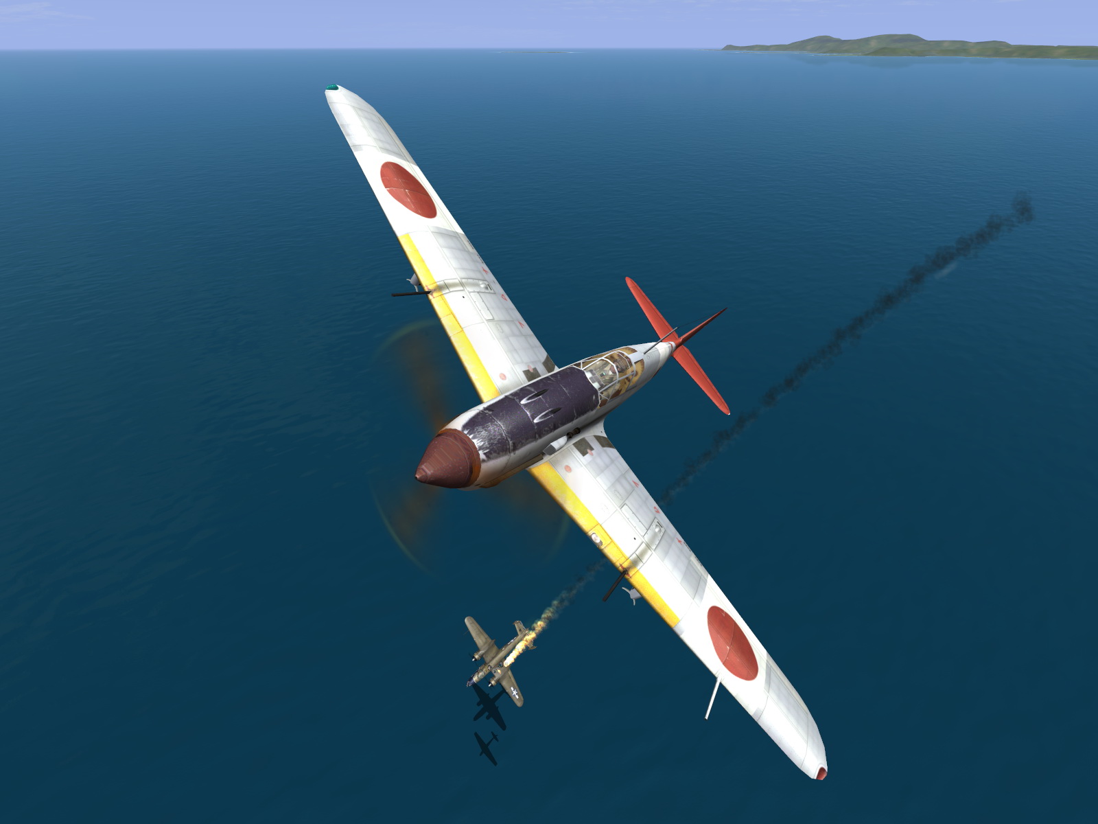 IL2 UF Ki 61 Hei 244 Sentai Y33 dog fighting with B 25 Mitchells V37