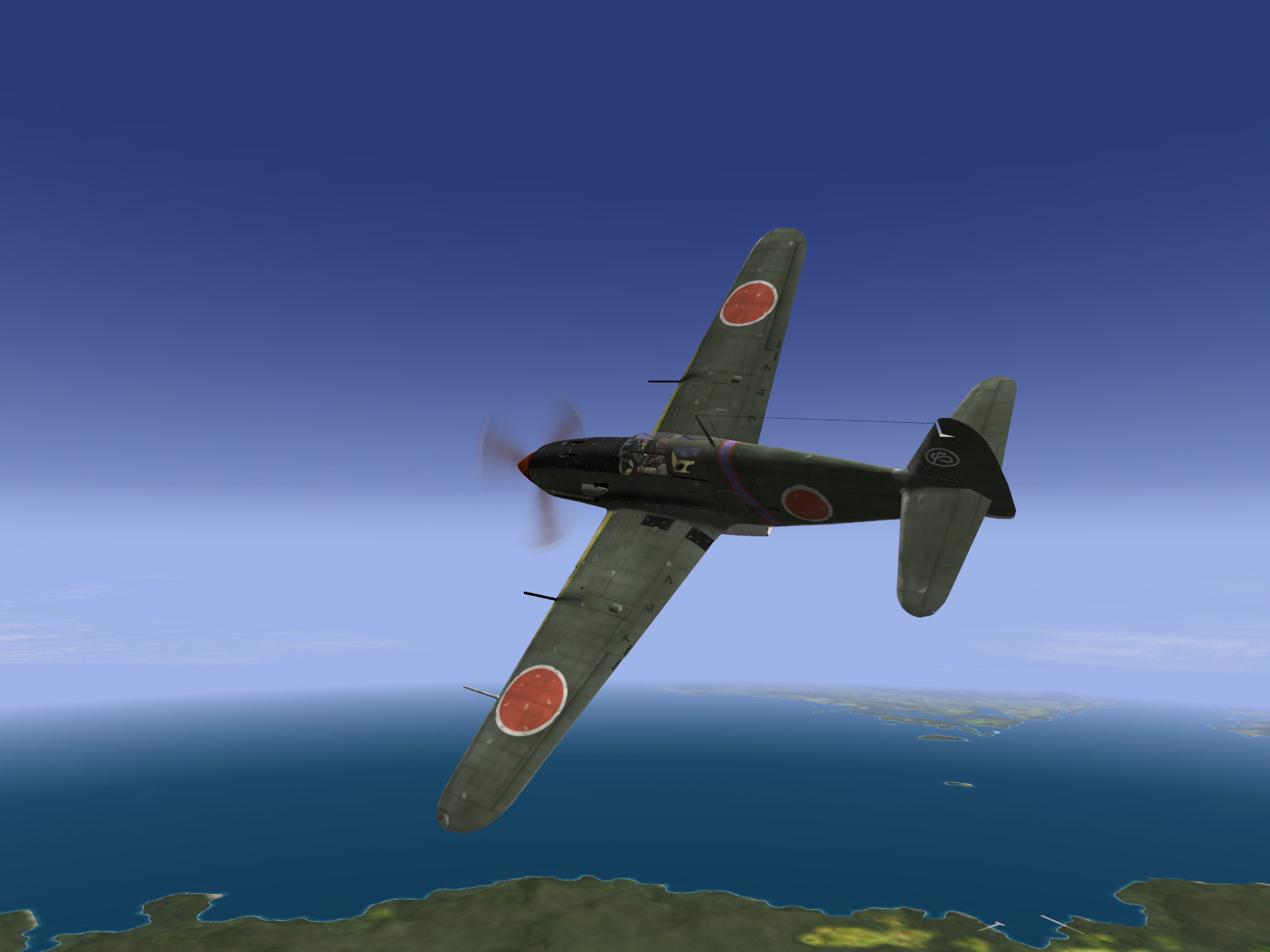 IL2 BL Ki 61 55 Sentai 1 Chutai banking hard left Philippines V01