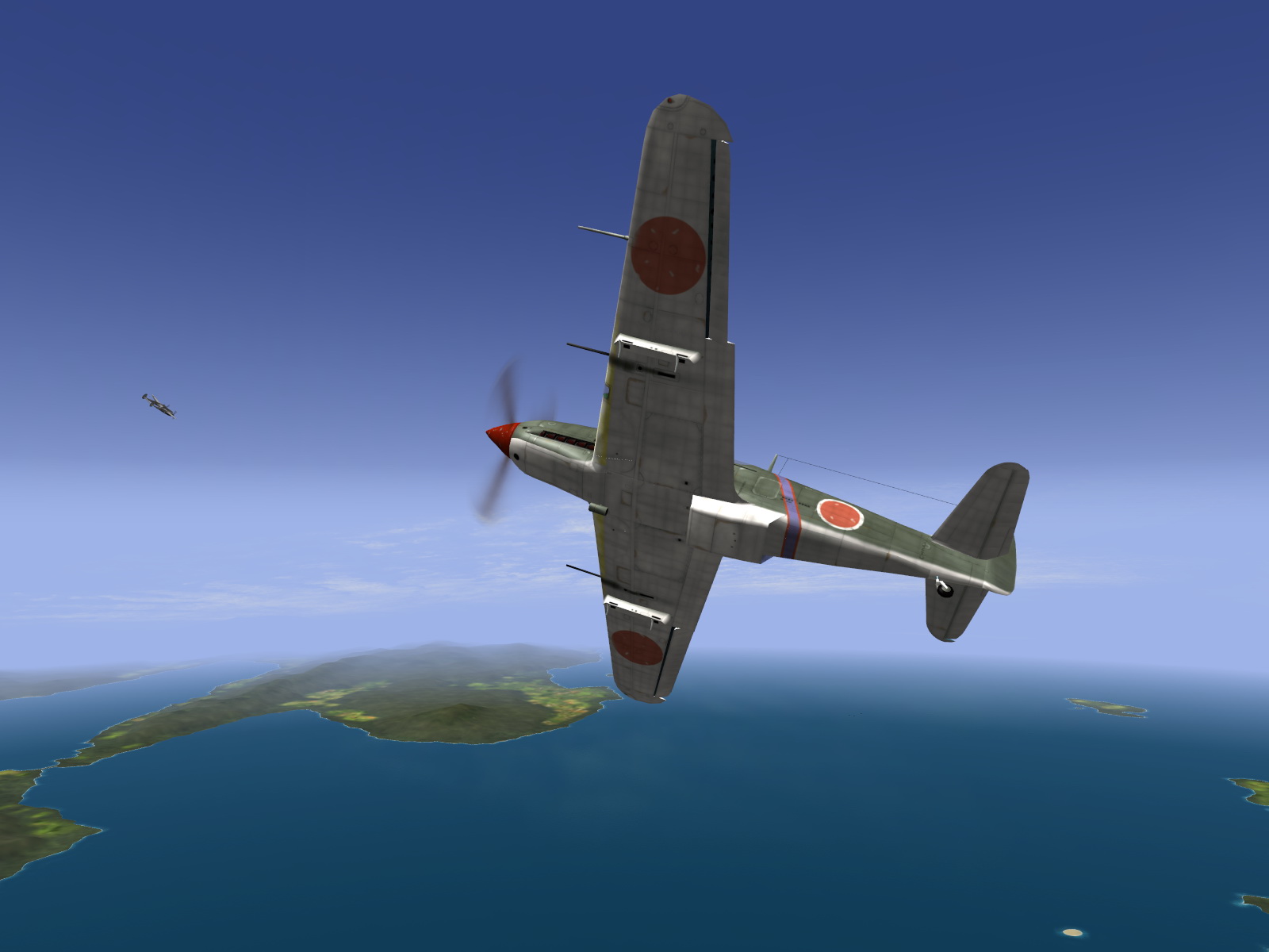 IL2 BL Ki 61 55 Sentai 1 Chutai dog fighting with a P 38 over Leyte Gulf Philippines V03