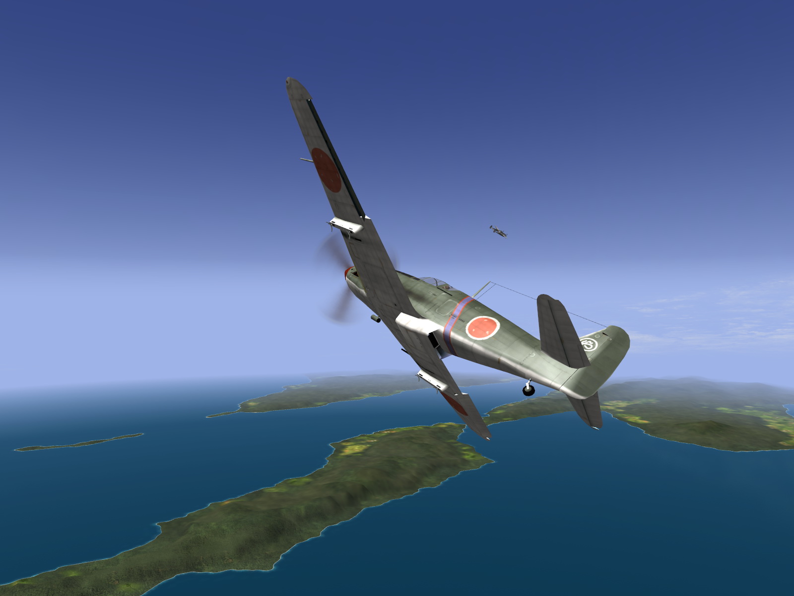 IL2 BL Ki 61 55 Sentai 1 Chutai dog fighting with a P 38 over Leyte Gulf Philippines V04