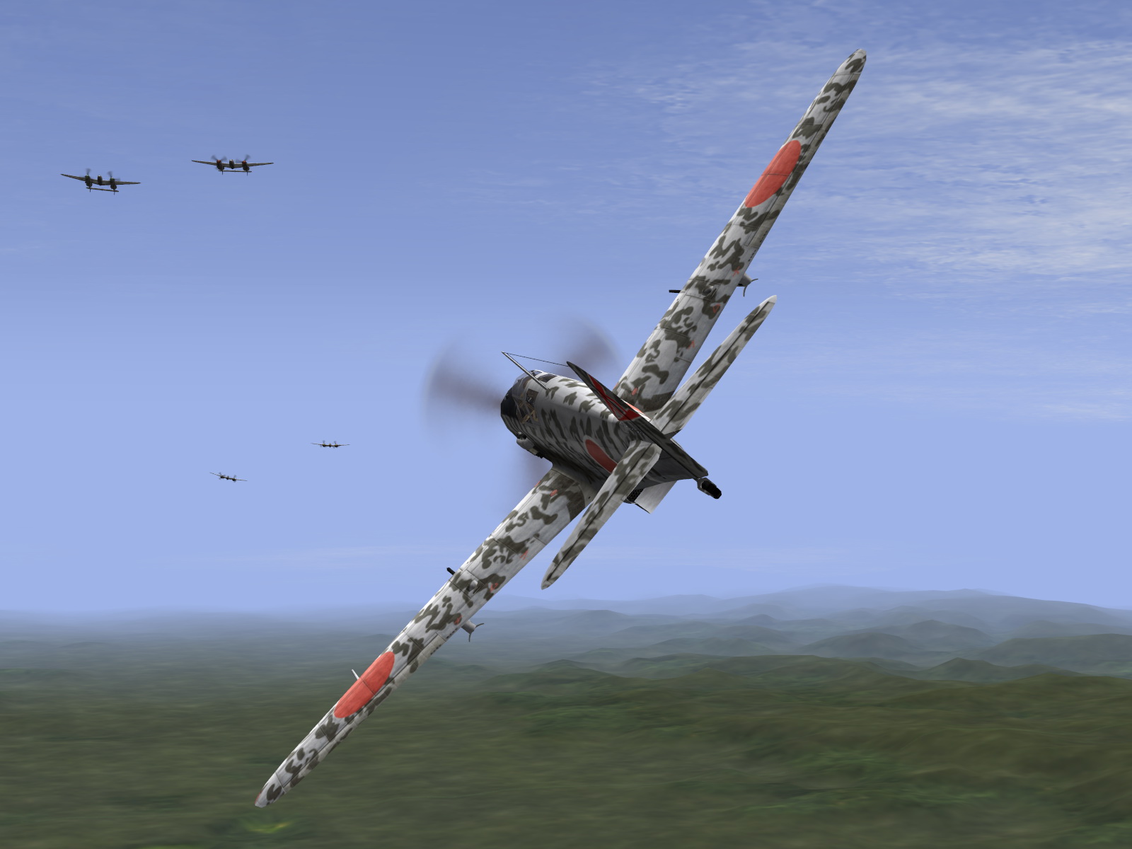 IL2 RD Ki 61 68 Sentai 2 Chutai 3C dog fighting with 5AF P 38s V02