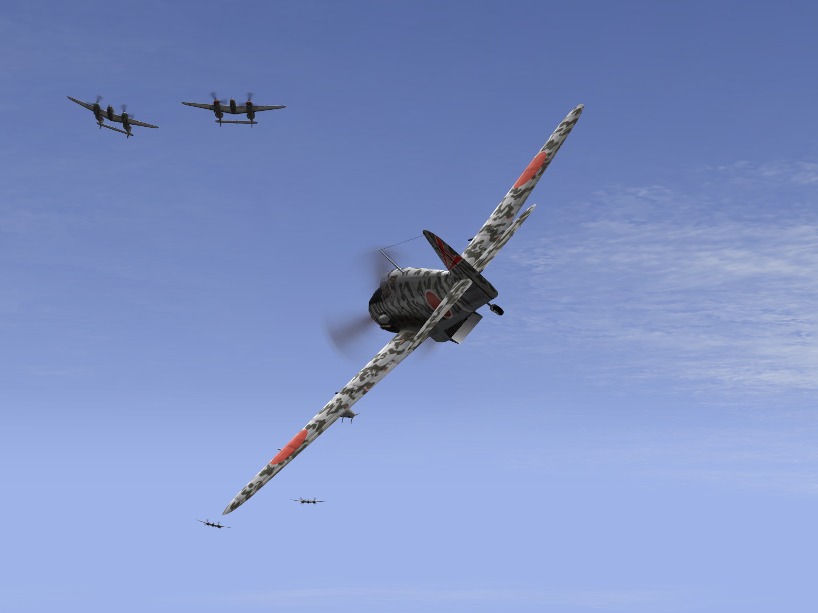 IL2 RD Ki 61 68 Sentai 2 Chutai 3C dog fighting with 5AF P 38s V03