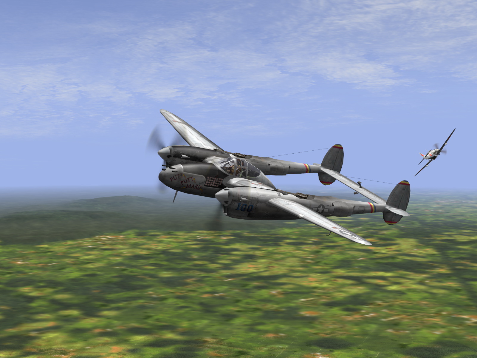 IL2 RD Ki 61 68 Sentai 2 Chutai 3C dog fighting with P 38s that was close V01