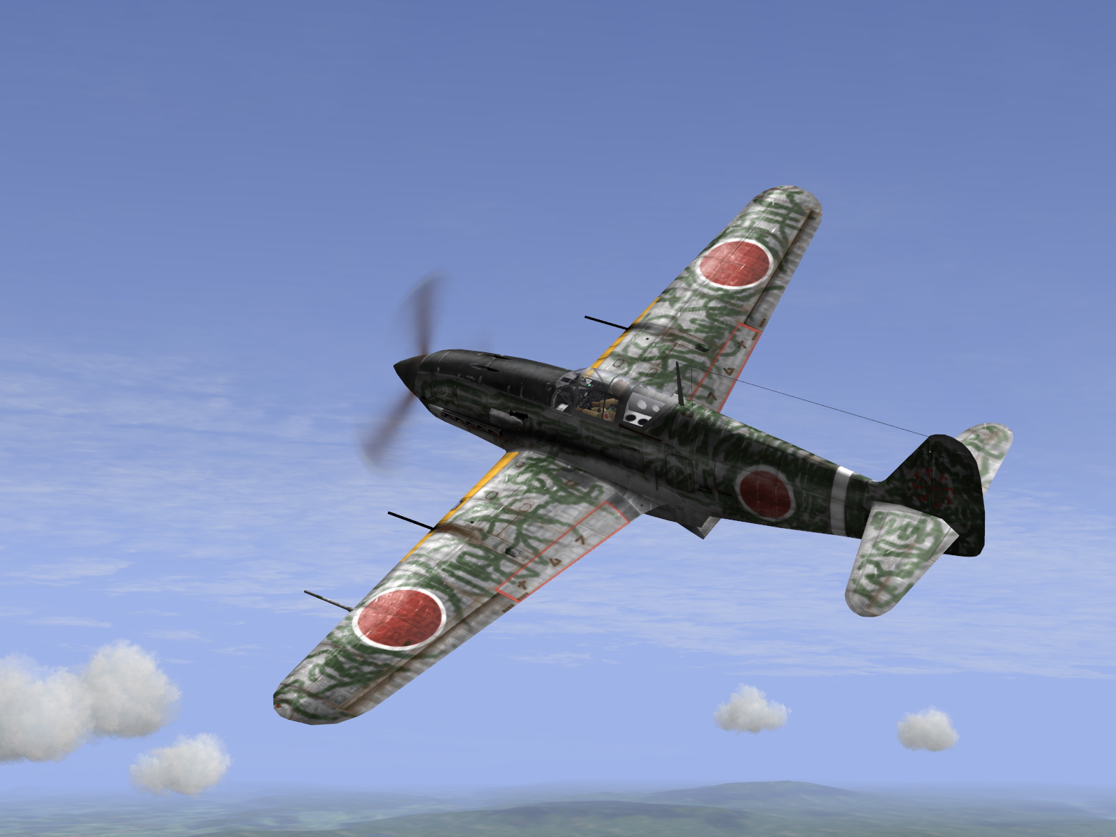 IL2 GB Ki 61 78 Sentai 2 Chutai 3 quarter profile view V01