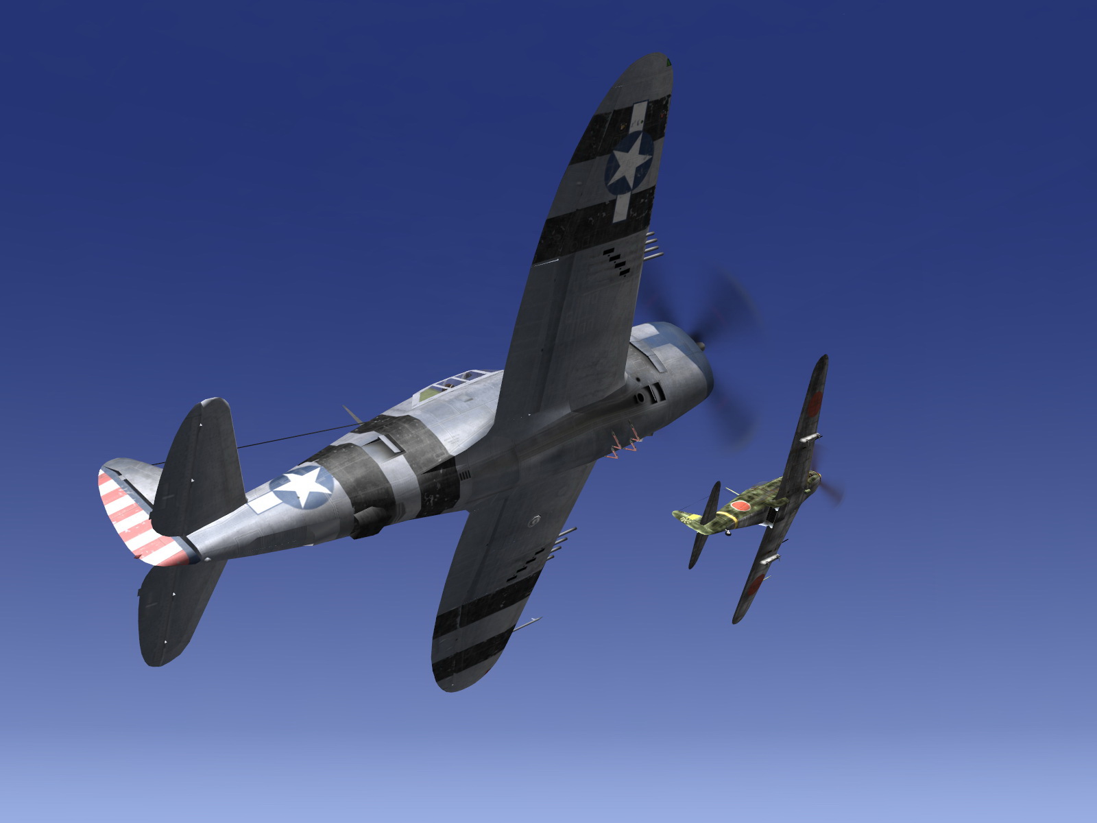 IL2 GB Ki 61 78 Sentai 2 Chutai dog fighting with 5AF P 47 Thunderbolt V03