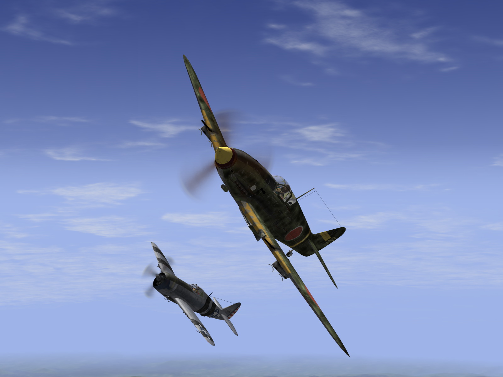 IL2 GB Ki 61 78 Sentai 2 Chutai dog fighting with 5AF P 47 Thunderbolt V04