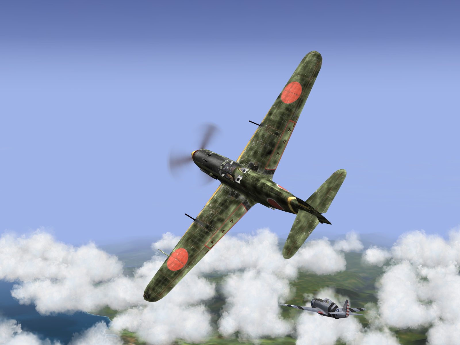 IL2 GB Ki 61 78 Sentai 2 Chutai dog fighting with 5AF P 47 Thunderbolt V07