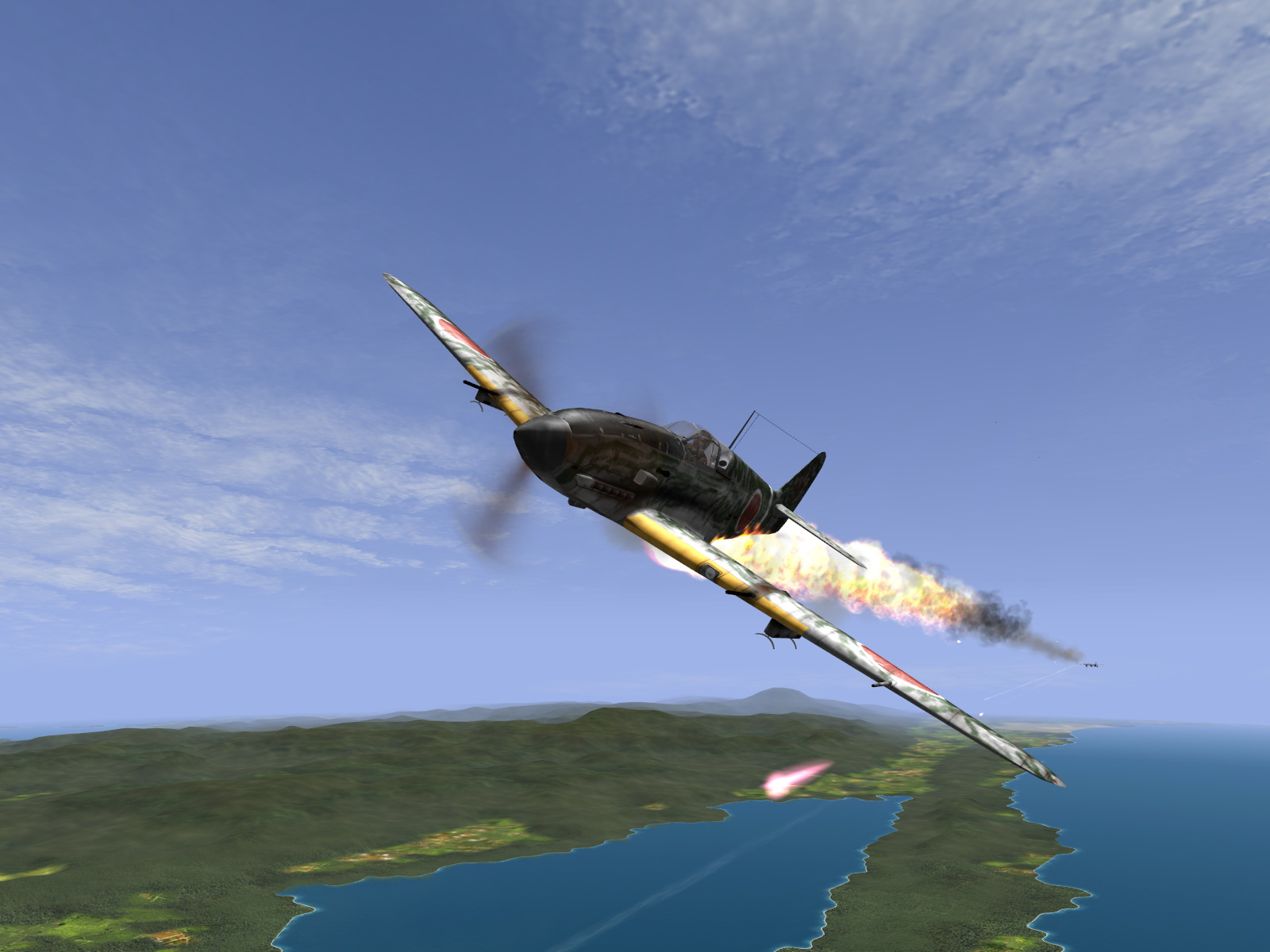 IL2 GB Ki 61 78 Sentai 2 Chutai trying to outrun 5AF P 38 Lightnings V03