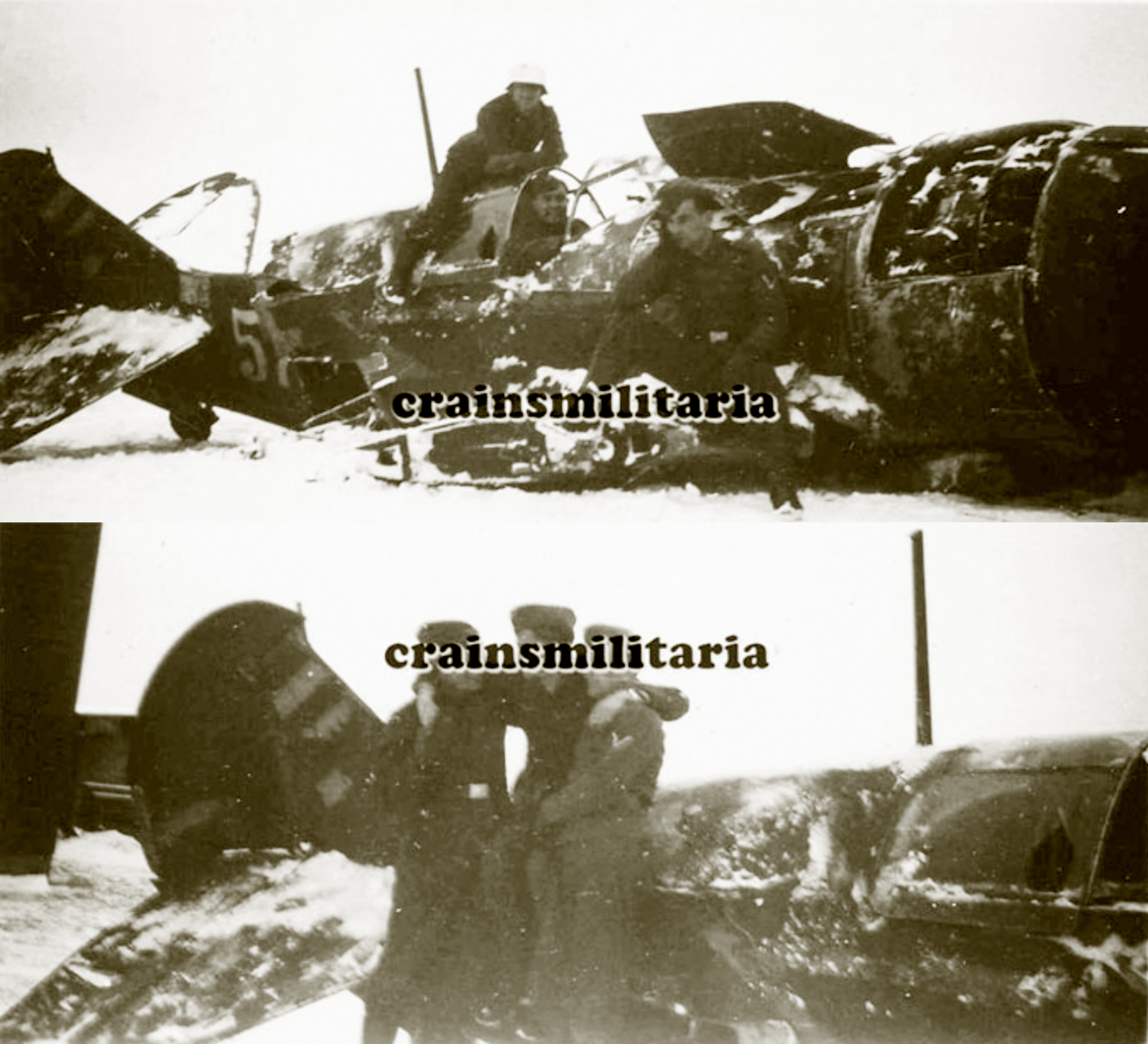 Lavochkin La 5 164IAP White 57 crash site South West front in winter 1942 43 ebay 01
