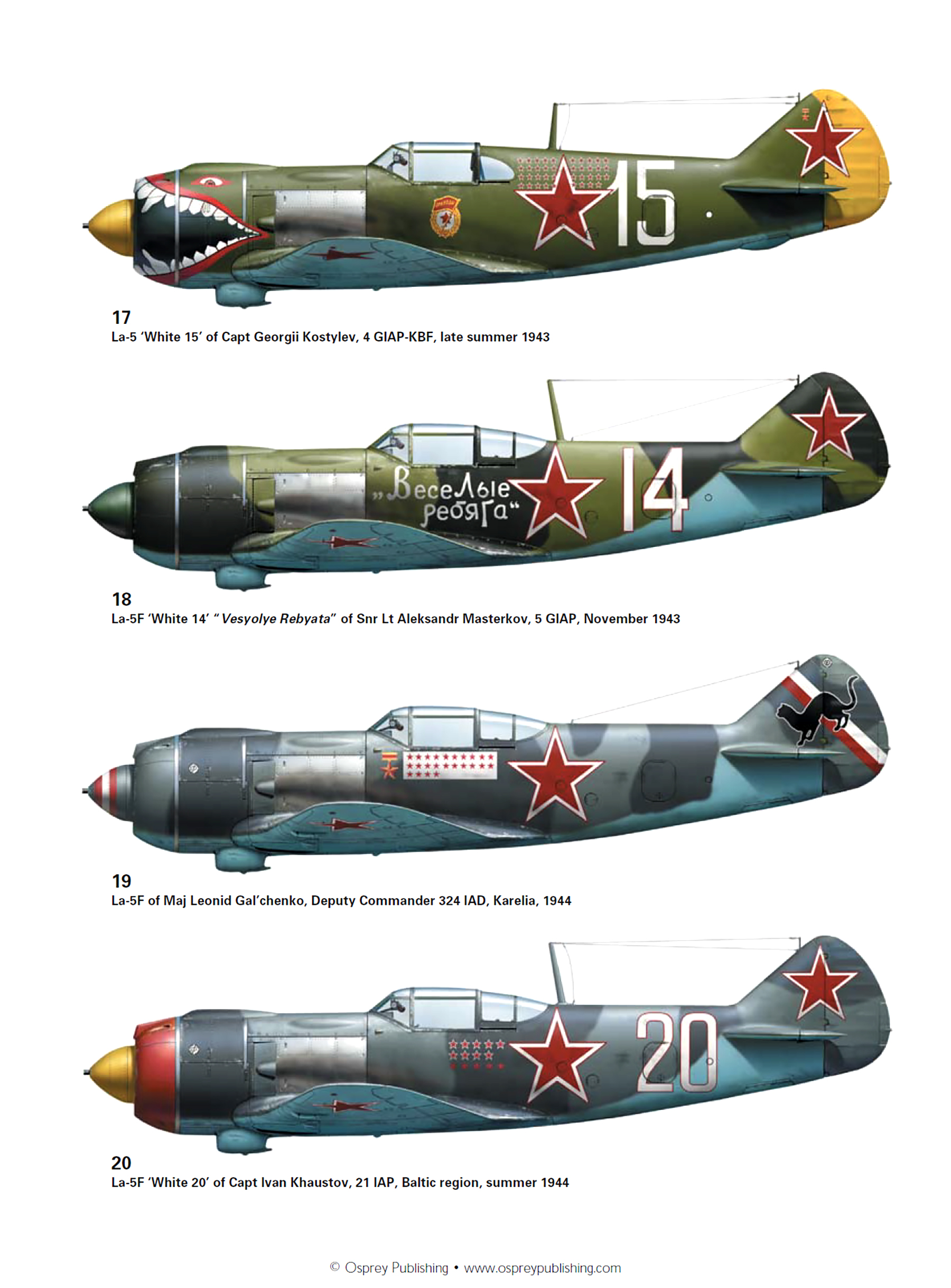 Lavochkin La 5 profiles from LaGG n Lavochkin Aces of World War 2 Osprey Aces 56 page 53