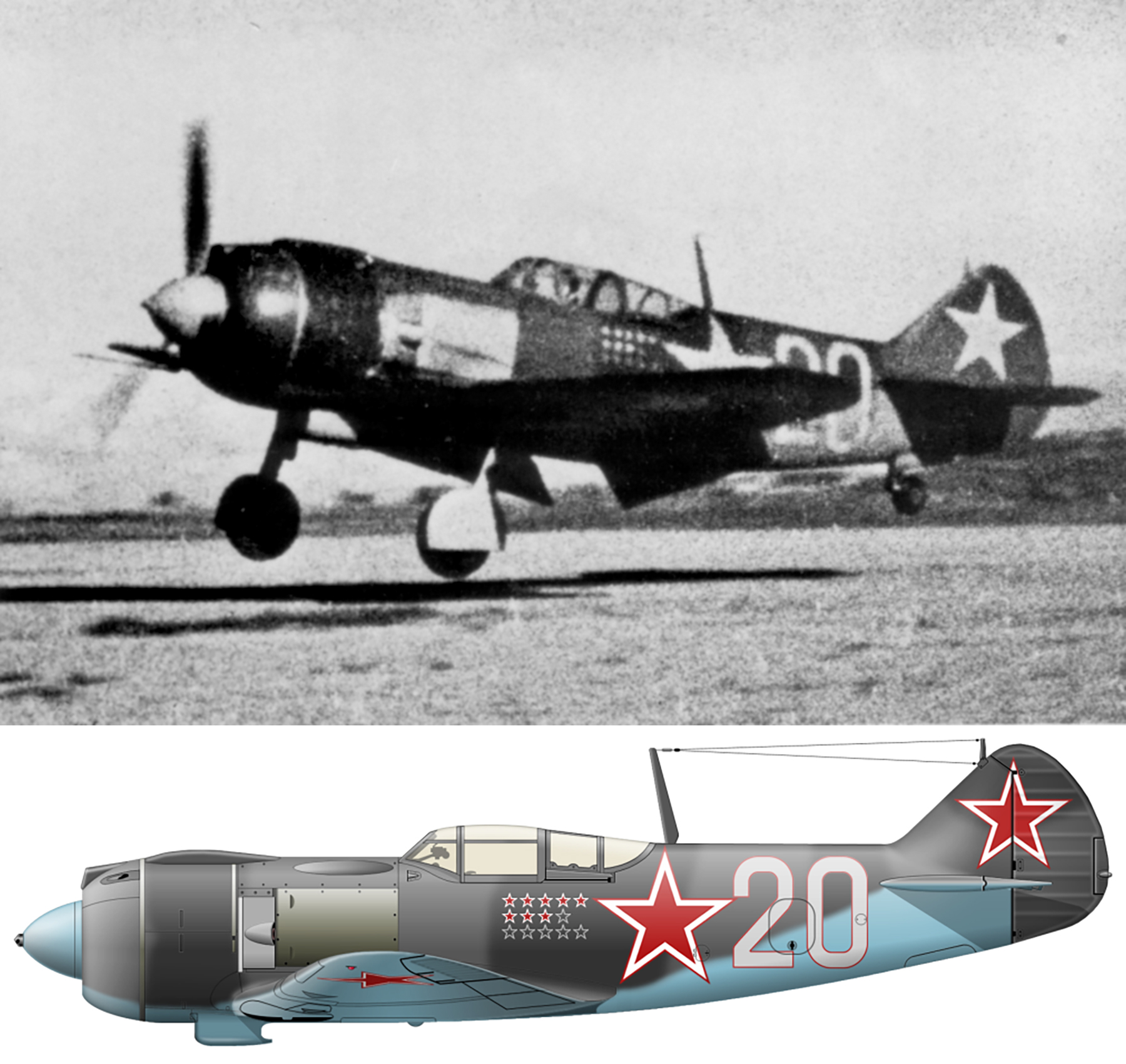Lavochkin La 5F 21IAP Silver 20 with Ivan I Khaustov Kalinin front 1944 0A