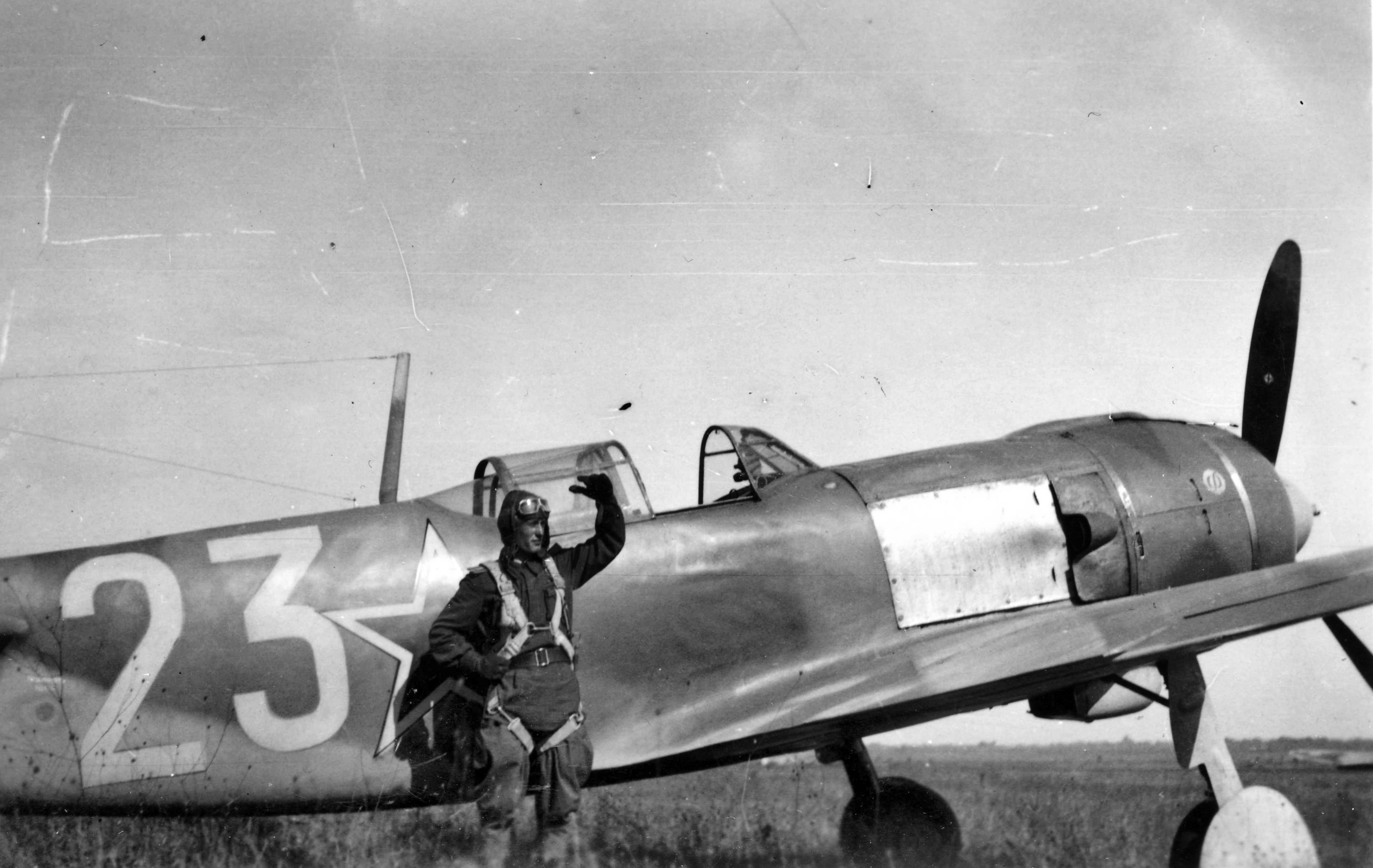 Lavochkin La 5F 848IAP 194IAD White 23 1Sqn pilot Mikhail Golikov at Yambol airfield Oct 1944 01