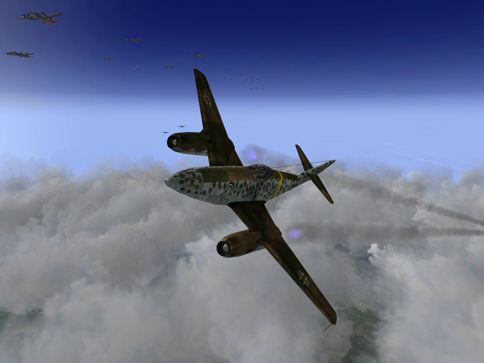 IL2 HS Me 262A 1.JG7 White 2 Erich Hohagen attacking enemy formations V06
