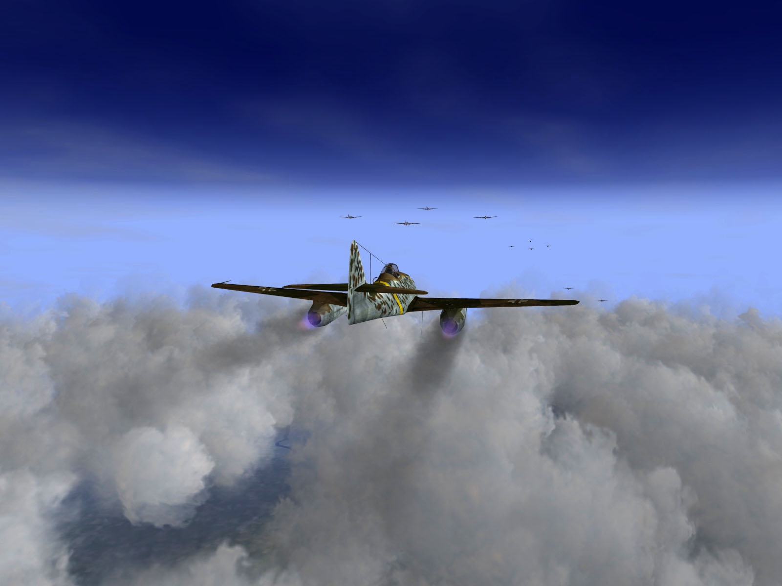 IL2 HS Me 262A 1.JG7 White 2 Erich Hohagen catching fleeing B 17s Reich V03