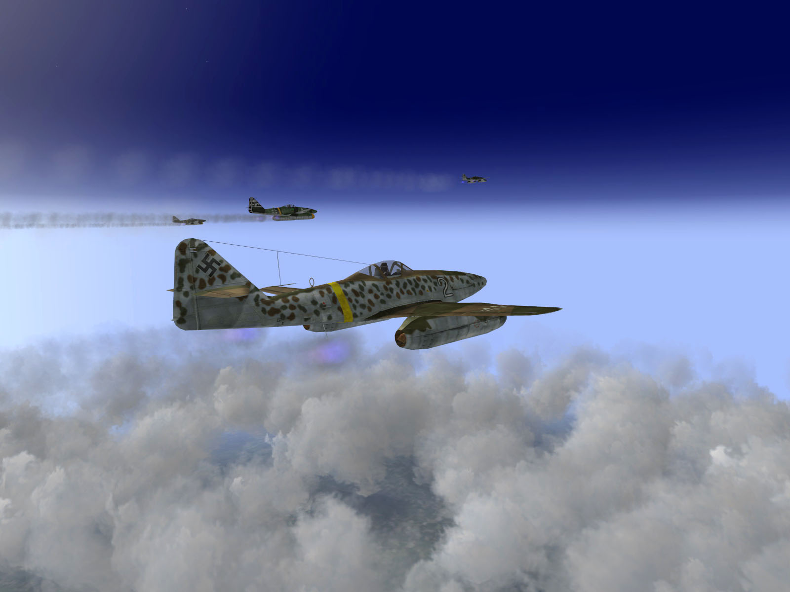 IL2 HS Me 262A 1.JG7 White 2 Erich Hohagen finger formation V01