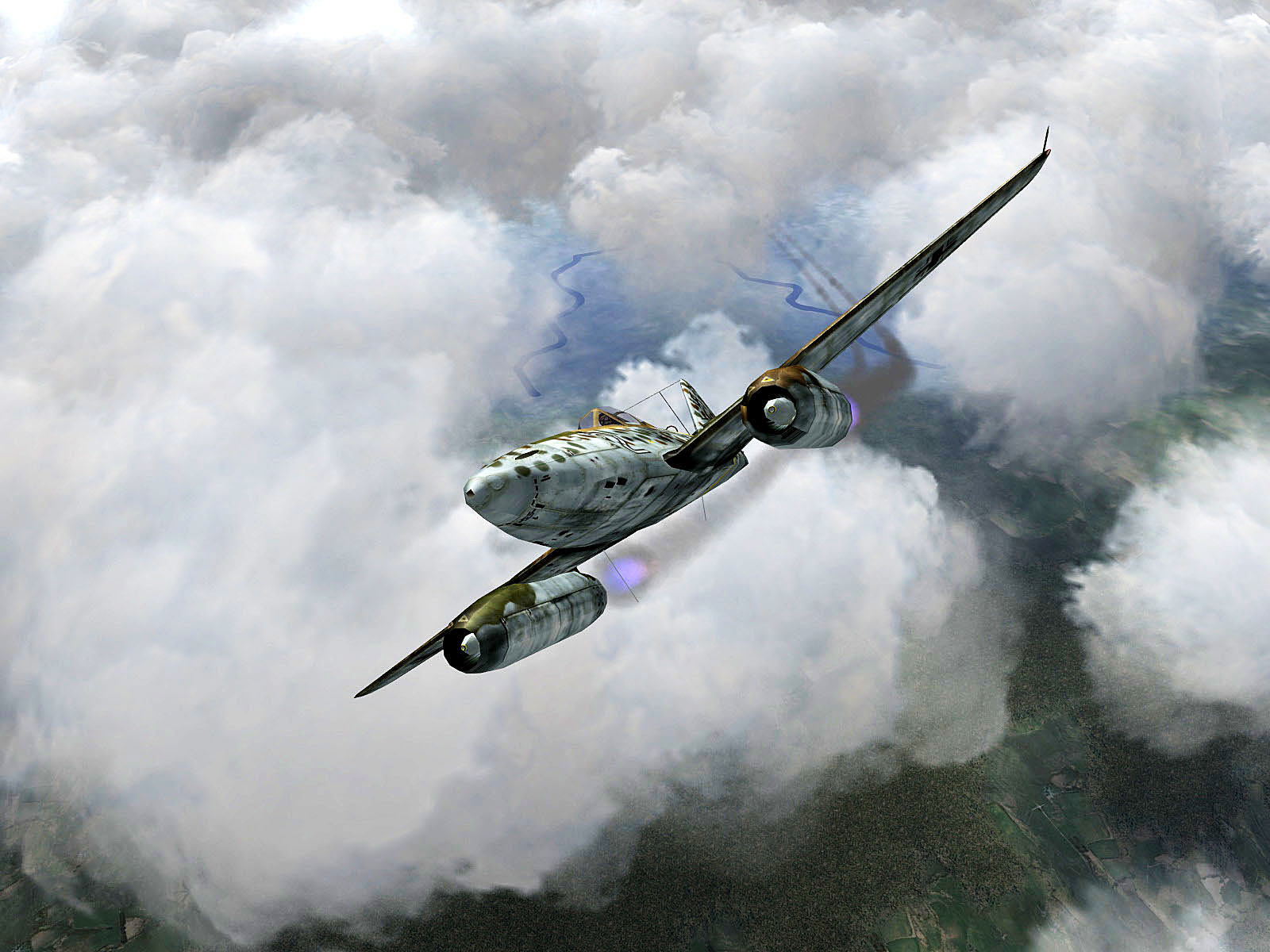 IL2 HS Me 262A 1.JG7 White 2 Erich Hohagen going vertical Reich V02
