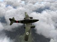 Asisbiz IL2 HM Me 262 Stab III.JG7 Blue 1 Rudolf Sinner overhead profile view V03