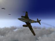 Asisbiz IL2 HS Me 262A 1.JG7 White 2 Erich Hohagen attacking enemy formations V05