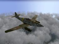 Asisbiz IL2 HS Me 262A 1.JG7 White 2 Erich Hohagen over storm clouds V01