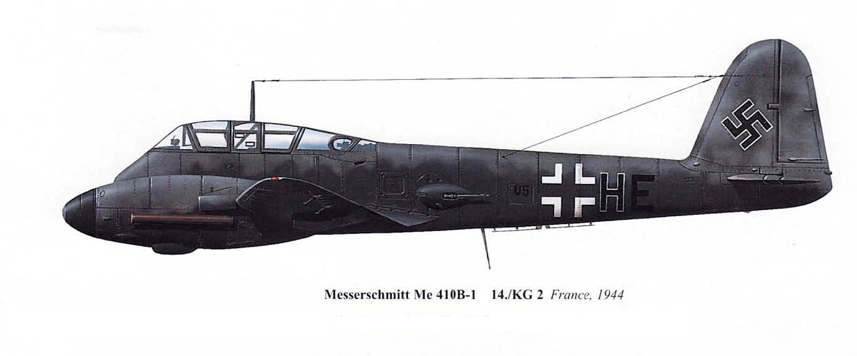 Messerschmitt Me 410B1 Hornisse 14.KG2 (U5+HE) Merville 1944 0A