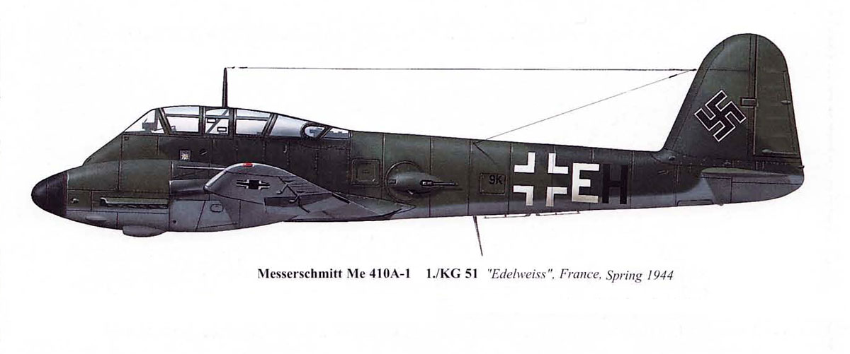 Messerschmitt Me 410A1 Hornisse 1.KG51 (9K+EH) Beauvias France 1944 01