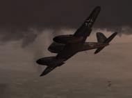 Asisbiz IL2 AS Me 410F 6.KG51 (9K+ZP) ambushing a Halifax formation over England V17