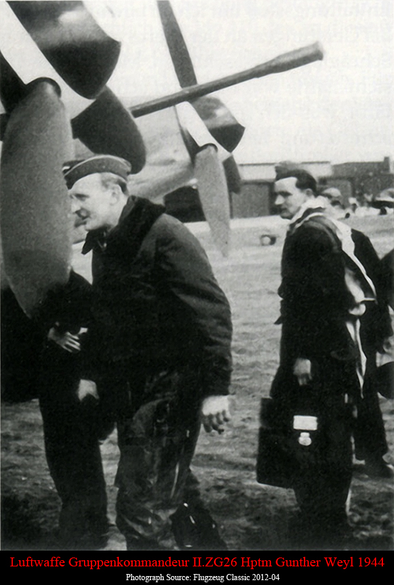Luftwaffe Gruppenkommandeur II.ZG26 Hptm Gunther Weyl 1944