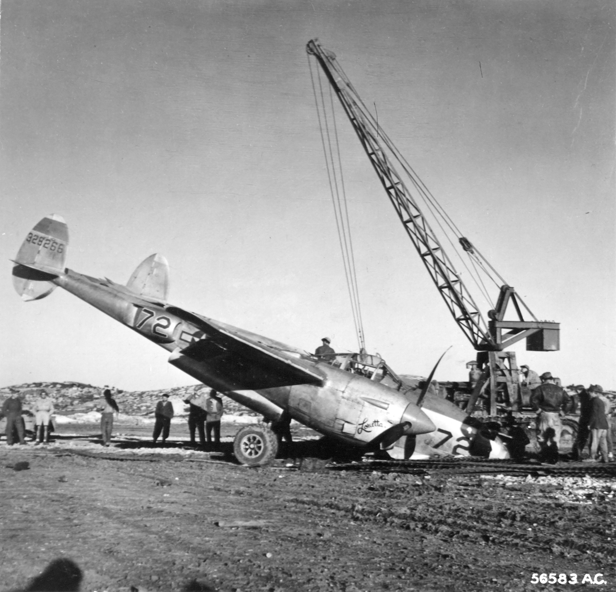 43-28266 P-38J Lightning 12AF 14FG48FS 72 Loretta nose wheel colapsed Dalmatia Croatia NA713