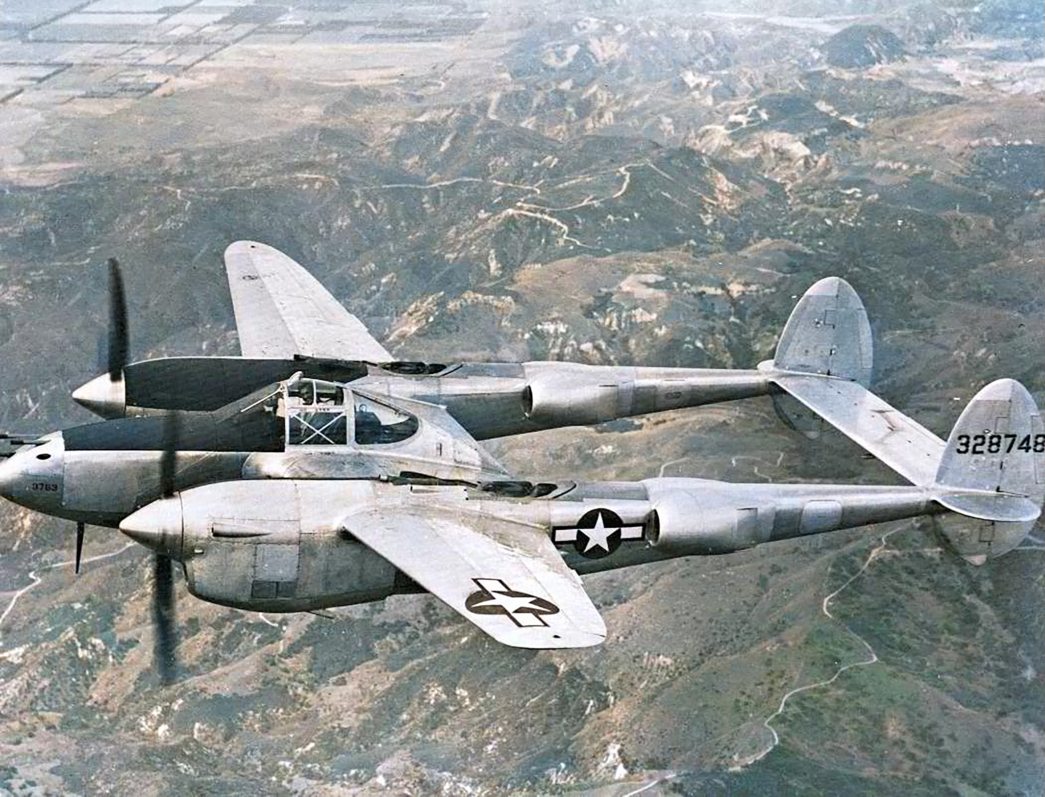 43-28748 P-38J Lightning later transfered to 15AF 14FG37FS lost with Neale Maloney KIA over Yugoslavia on 2nd Sep 1944 MACR 8328