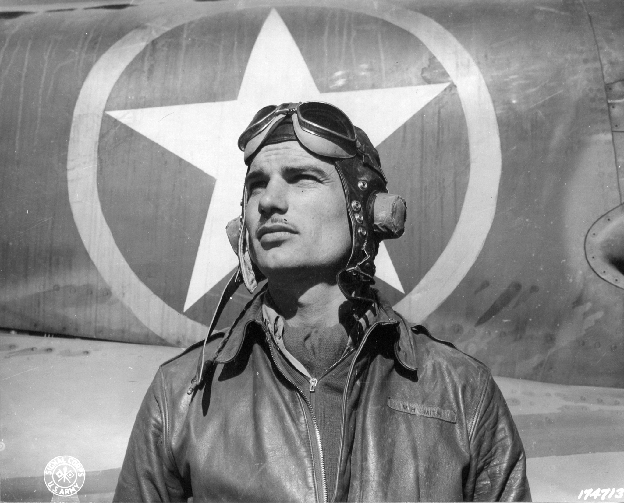 American 12AF 14FG48FS P-38 Lightning ace 1Lt Virgil H Smith after his fifth aerial victory on 12th Dec 1942 Algeria NA367