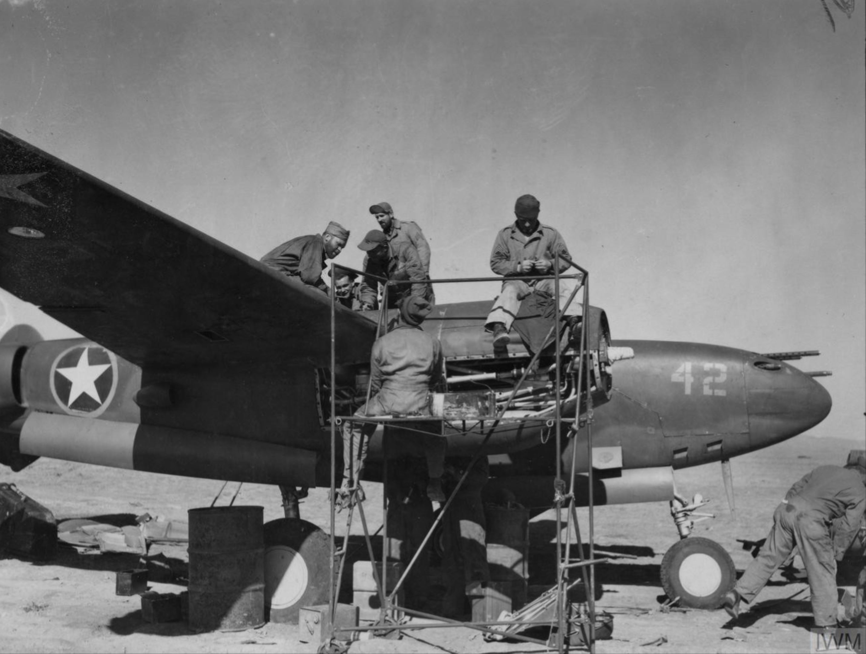 Lockheed P-38 Lightning 12AF 14FG Yellow 42 Tunisia 13th Feb 1943 IWM FRE10060