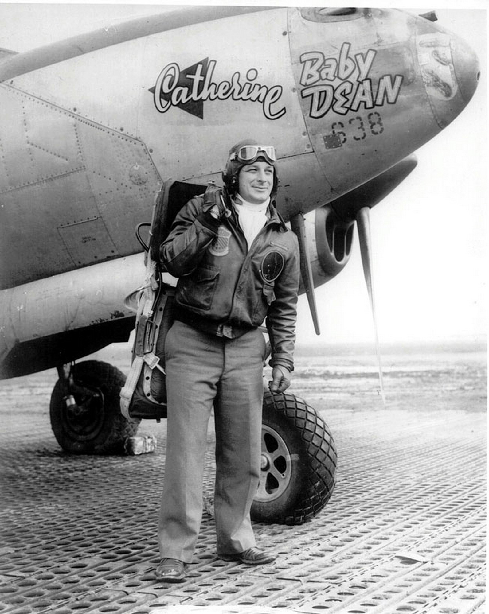 Lockheed P-38 Lightning 12AF 1FG27FS Col Klunk Baby Dean Catherine nose art right side North Africa 01