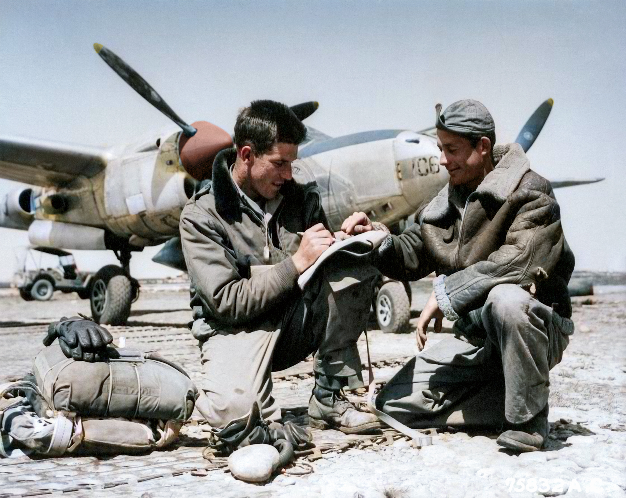 Lockheed P-38 Lightning 15AF 1FG94FS pilot reports the repairs needed to his crew chief based in Italy 1944 01