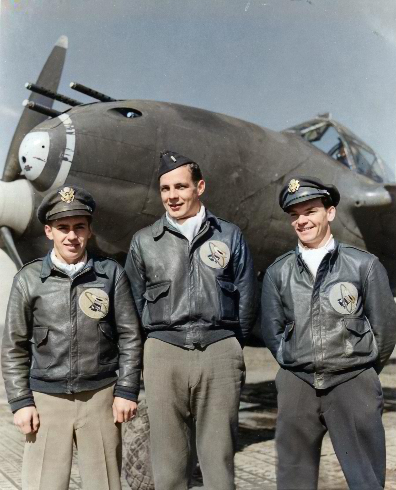Lockheed P-38 Lightning 15AF 1FG94FS pilots pose for a group photo when based in Italy 1944 01