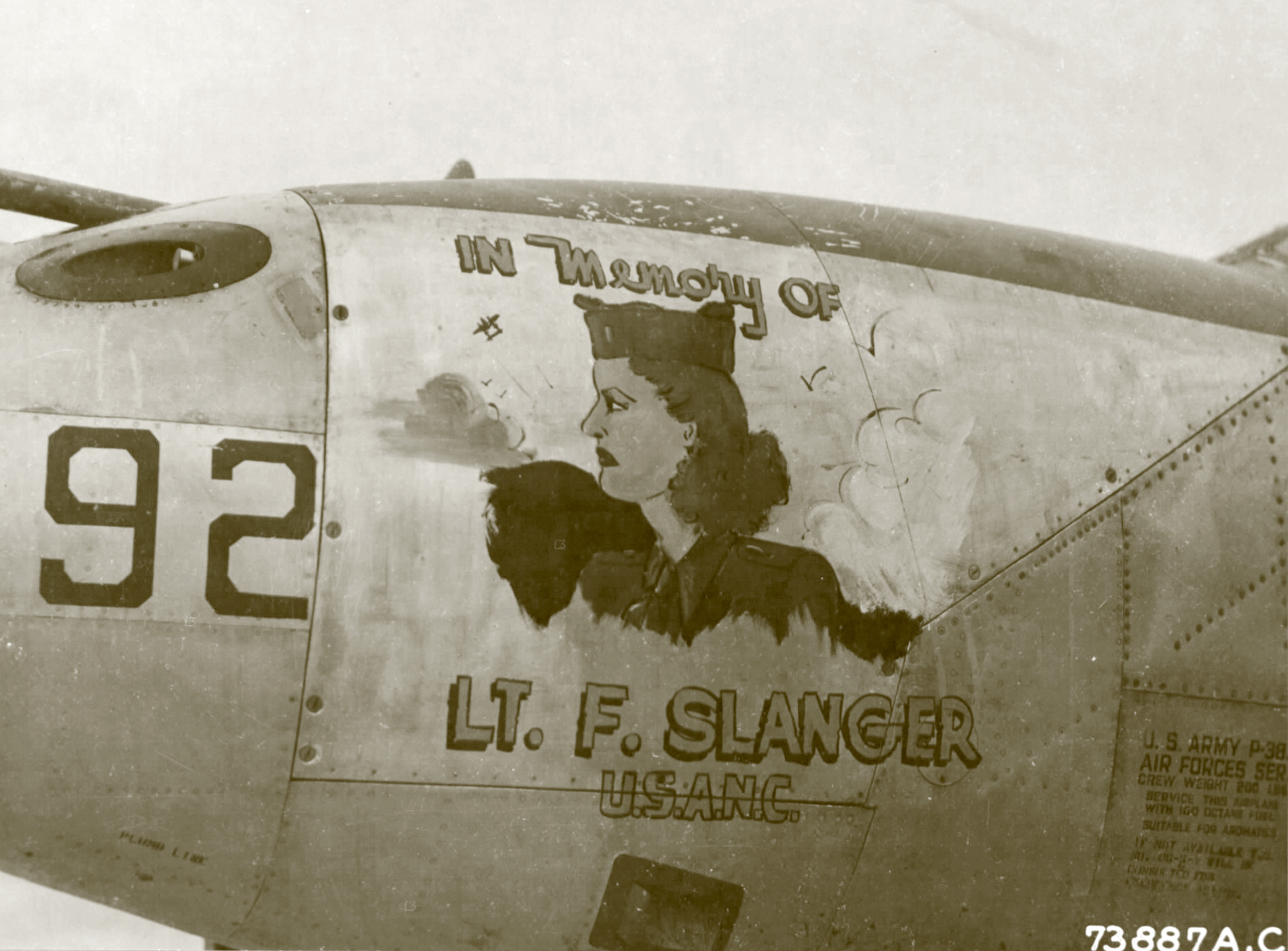 42-68092 P-38J Lightning 9AF 367FG392FS In Memory of LT F(rances) Slanger USANC Dec 1944 01