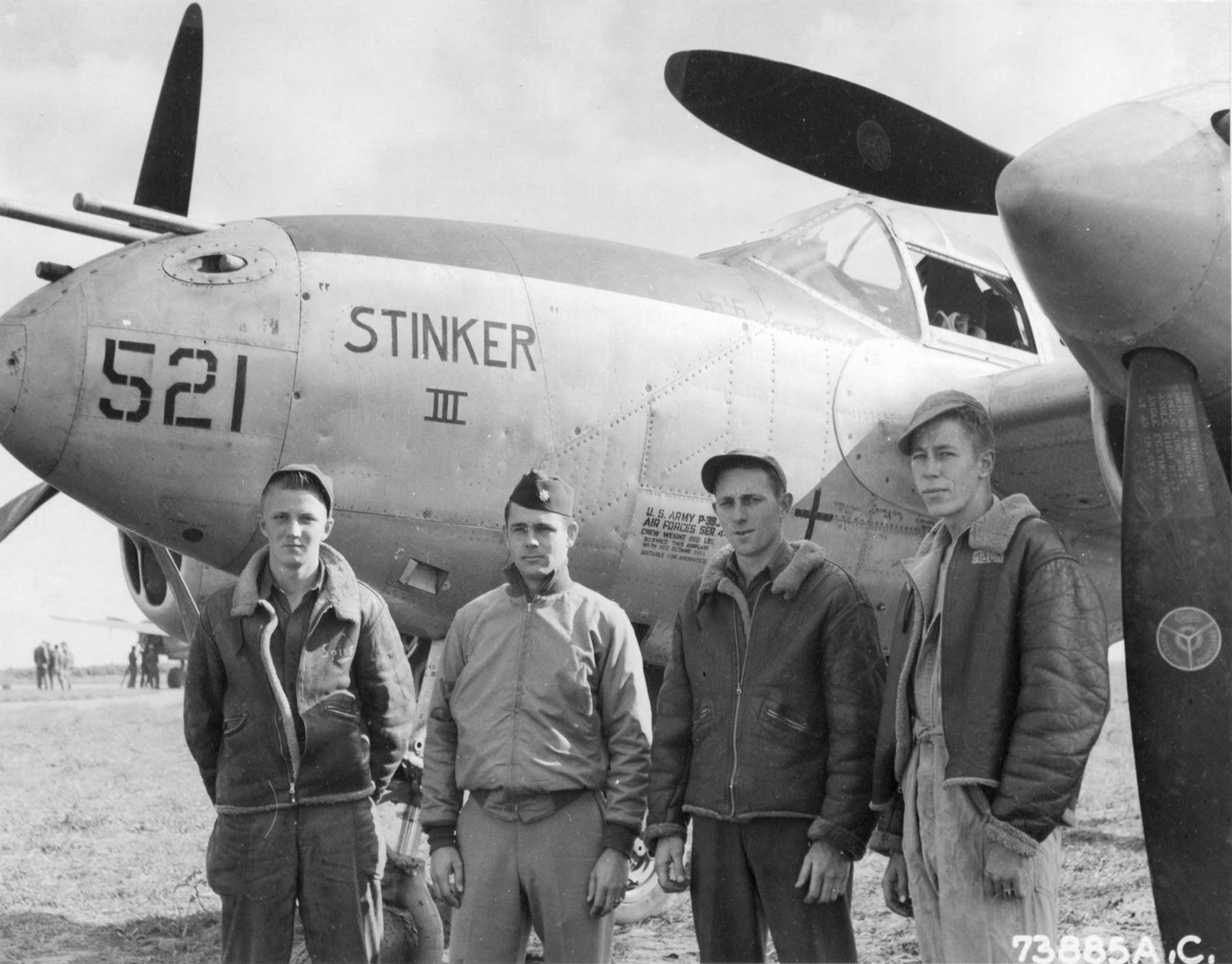 44-23521 P-38J Lightning 9AF 367FG Stinker III assigned to LTC Morris C Crossen at Podington 1944 342 FH 000519