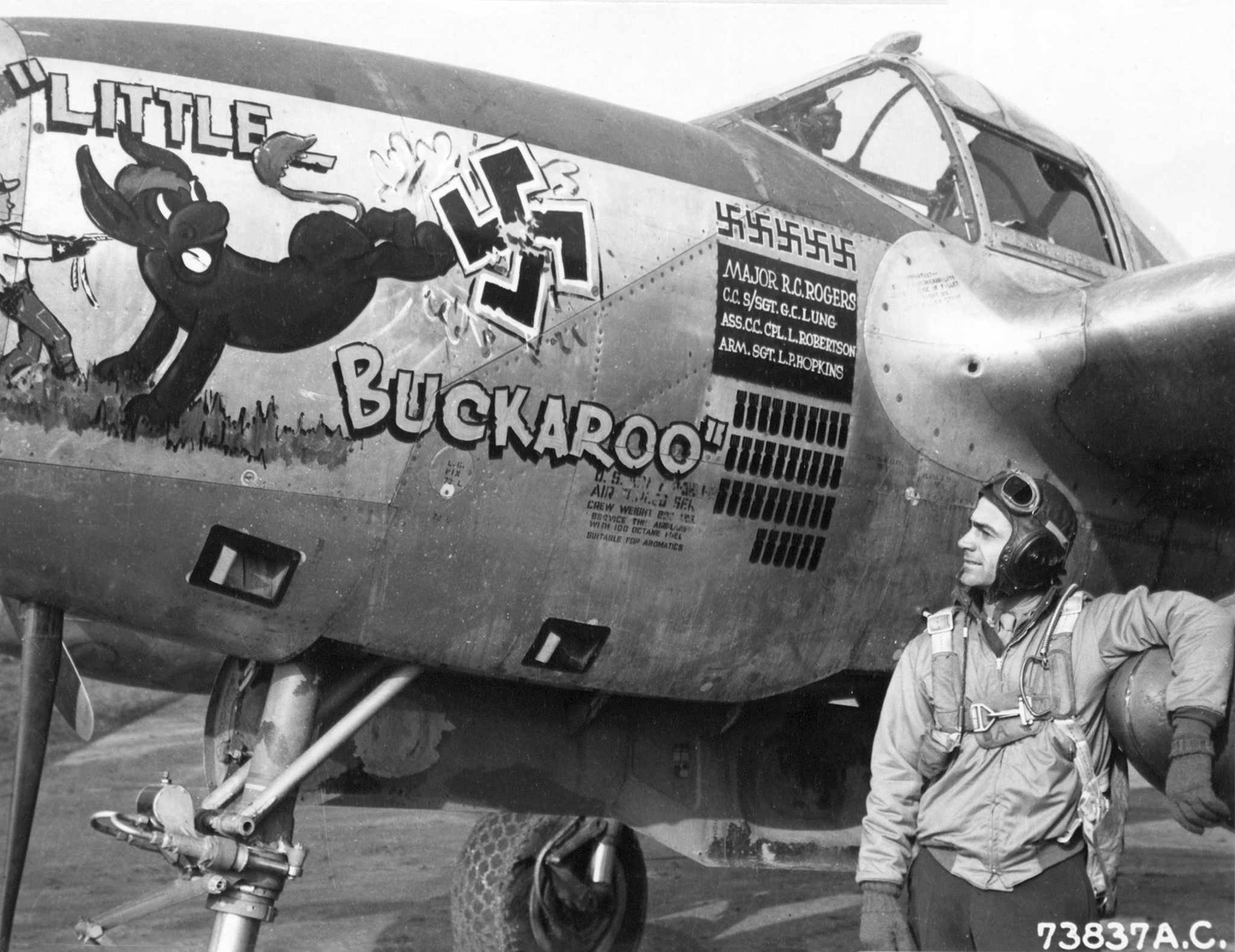 44-23677 P-38J Lightning 9AF 367FG392FS H5A Little Buckaroo assigned to Maj Robert C Rogers France 1944 01