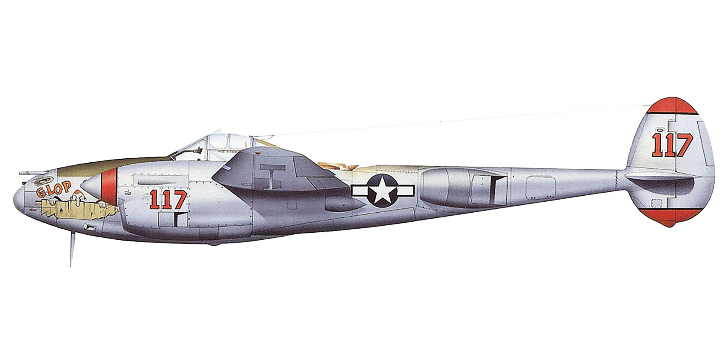 Lockheed P-38L Lightning 5AF 475FG431FS 117 Fenton Philippines 1945 profile 0A